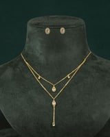 طقم شوكر سلسال وحلق مزين بالزركون تصميم ذهبي