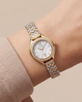 ساعة أصلية من خاتون تصميم ذهبي فضي فاخر بلمعة الأل...