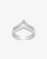 خاتم زركون فضي تصميم توينز مرصع باللؤلؤ