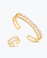 طقم مرصع بفصوص الزركون مكون من اسوارة وخاتم