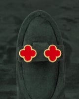 طقم مجوهرات بديل الذهب مزين بالورد الاحمر