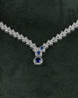 طقم مجوهرات مزين بالزركون الأزرق بلمعة الألماس