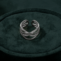 خاتم فضي شكل العين متشابك مرصع بالزركون البراق