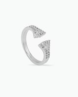 خاتم ناعم منقط بالزركون الماسي لون فضي