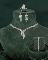 طقم مجوهرات مميز بشلالات متدلية مزينة بالزركون الل...