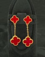 طقم مجوهرات بتصميم عالمي مزين باللون الاحمر وردة م...