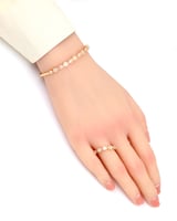 طقم زركون ذهبي من اسوارة وخاتم مزين بفوص براقة