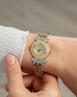 ساعة زركون ناعمة تصميم انيق لون فضي ذهبي