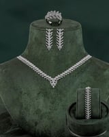 طقم مجوهرات زركون فضي 5 قطع للمناسبات