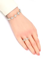 طقم اسوارة وخاتم بتصميم بريق الماس مزين بالزركون ا...