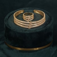 طقم اسوارة وخاتم بلمعة الألماس مزين بالزركون من خا...