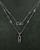 طقم شوكر نسائي سلسال وأقراط بلمعة الألماس تصميم فض...