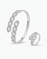 اسوارة مع خاتم زركون فضي من خاتون