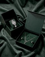 طقم زركون سلسال وحلق مع ساعة خاتون للنساء الراقيات