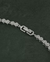 طقم اكسسوارات نسائية فضي من الزركون بدورين تصميم م...