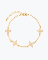 اسوارة نسائية ذهبية بتصميم الزهرة بلمعة الألماس