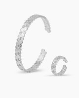 طقم اسوارة وخاتم فضي منقط بالزركون