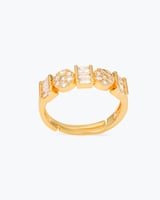 خاتم نسائي تصميم هندسي لون ذهبي فخم