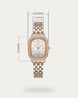 ساعة نسائية كلاسيكية تصميم فضي برونزي باطار ماسي م...