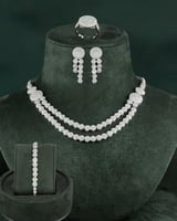 طقم اكسسوارات نسائية فضي من الزركون بدورين تصميم م...