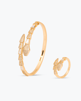 طقم ذهبي من اسوارة وخاتم مرصع بالزركون