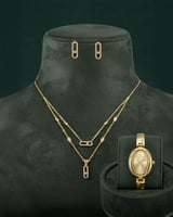 طقم زركون سلسال وحلق مع ساعة خاتون لعشاق الفخامة