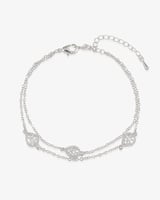 اسوارة فضية على شكل سلسلة مزدوجة ببريق الألماس