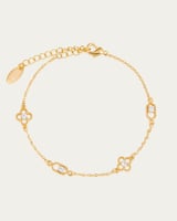 إسوارة زهرة الڤلور الذهبية المرصعة بالزركون