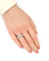 خاتم نسائي فضي مرصع بفصوص الزركون واللؤلؤ