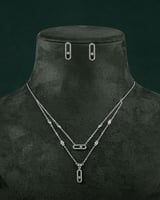 طقم شوكر نسائي سلسال وأقراط بلمعة الألماس تصميم فض...