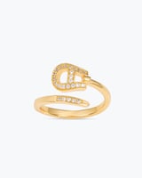 خاتم ذهبي كوكتيل بتصميم القفل الذهبي