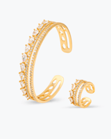 اسوارة مع خاتم تصميم مزدوج مزين بالزركون الفاخر