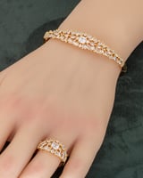 طقم مجوهرات نسائي من اسوارة وخاتم مزين بالزركون