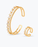 طقم مرصع بفصوص الزركون مكون من اسوارة وخاتم