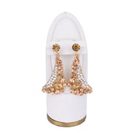 طقم طوق وحلق بريق الذهب مزين بالكريستالات الناعمة