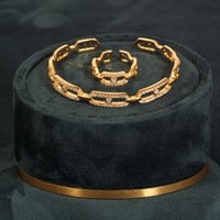 طقم اسوارة وخاتم بلمعة الألماس مزين بالزركون من خا...