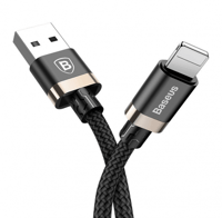 كيبل ايفون بيوسس Baseus قماش بطول1.5م اللون اسود ذ...