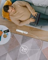 توصيلة كهرباء انكر 4 فتحات + منفذين USB بطول 2 متر