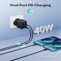 شاحن جداري راف باور منفذين USB-C بقوة إجمالية 40 و...