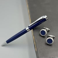 قـلم وكـبك باللون الكحلي والفضي