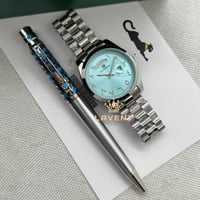 طقم ساعة شبيهة رولكس مع قلم كارتير