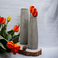 طقم مزهرية ابيض مخطط باللون الاسود مصنوعه من مادة...