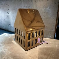 شمعدان سراميك بيت ذهبي لامع