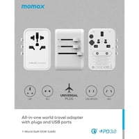 فيش جداري عالمي 3 منافذ PD تقنية GAN بقوة 65W - أس...