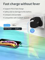 فيش جداري منفذ تايب سيي واحد بقوة 20 واط - أسود -...