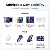 كيبل شحن قماشي من تايب سي إلى لايتننق 60 واط بطول...