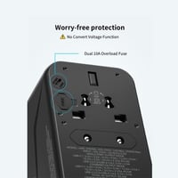 فيش جداري عالمي 3 منافذ PD تقنية GAN بقوة 65W - أس...