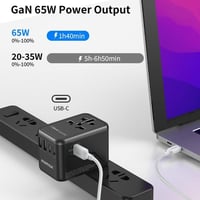 فيش جداري عالمي 3 منافذ PD تقنية GAN بقوة 65W - أس...