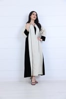 جلابية شتوي قطن مخمل بتفاصيل عصرية لون بيج