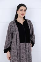 جلابية ربيعي بخامة الاسترتش مع مخمل لون رمادي